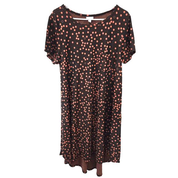 LulaRoe Sz XL Brown Carly Polka Dot Asymmertrical Dress - Picture 1 of 7